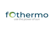Fothermo solar DC heating logo displayed against a backdrop of green energy. Distributor wholesale emblem.