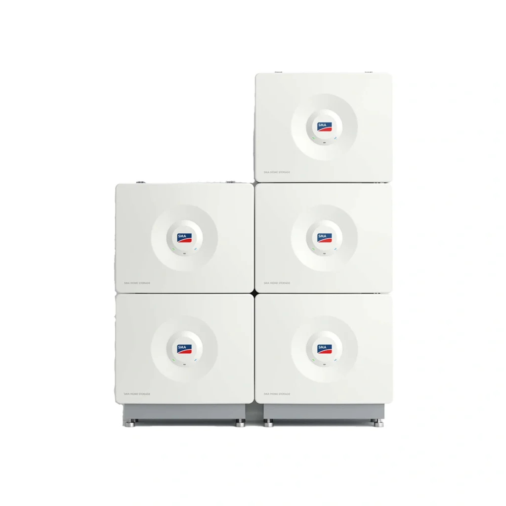 SMA Home Storage 16.4 kWh high-voltage battery system consisting of five HS-BM-3.28-10 modules, supplied by a European solar wholesaler for professional installers and EPC companies.