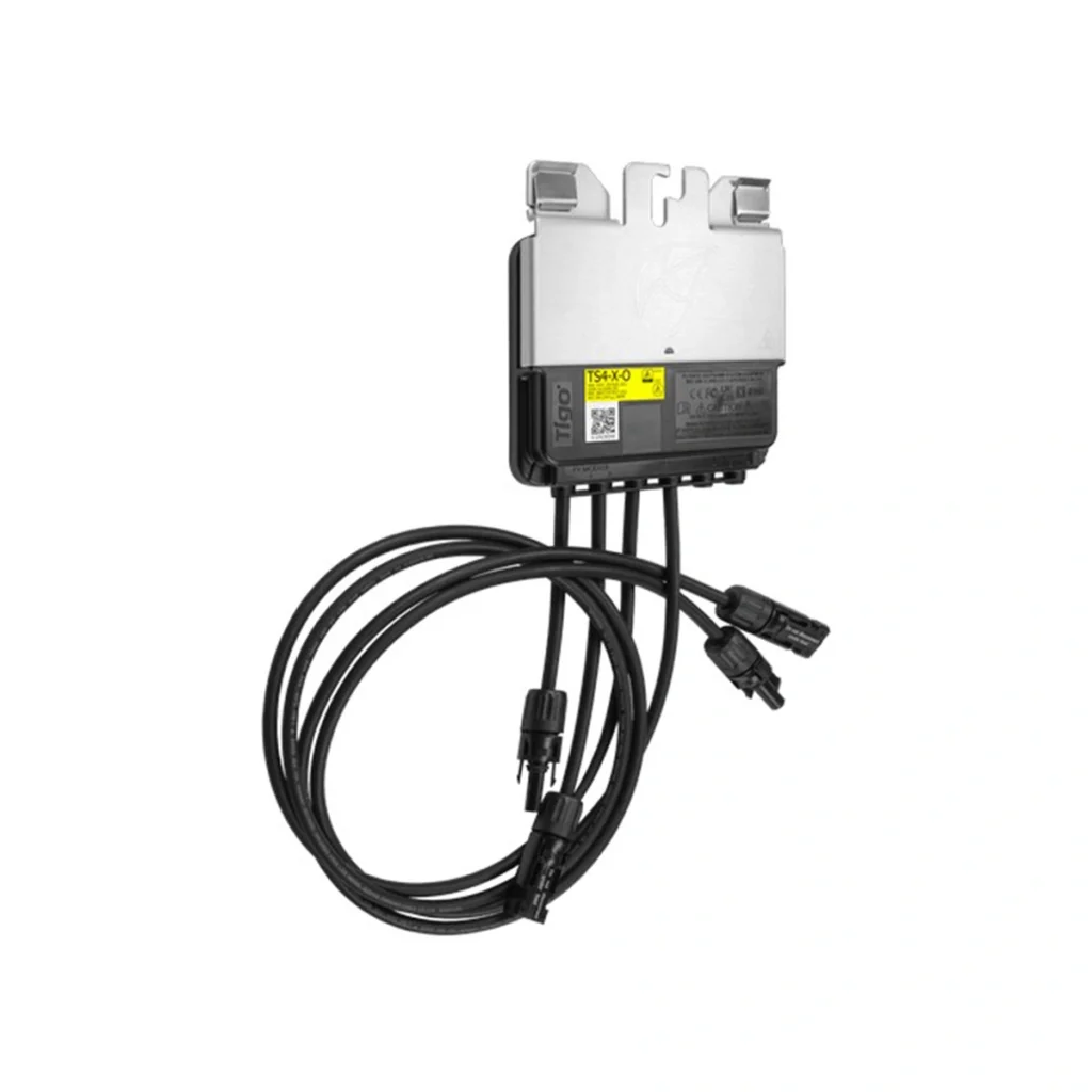 Tigo TS4-X-O MC4 800W power optimizer for solar modules, engineered for high-power PV panels and supplied at wholesale prices by a European solar distributor for professional installers and resellers.