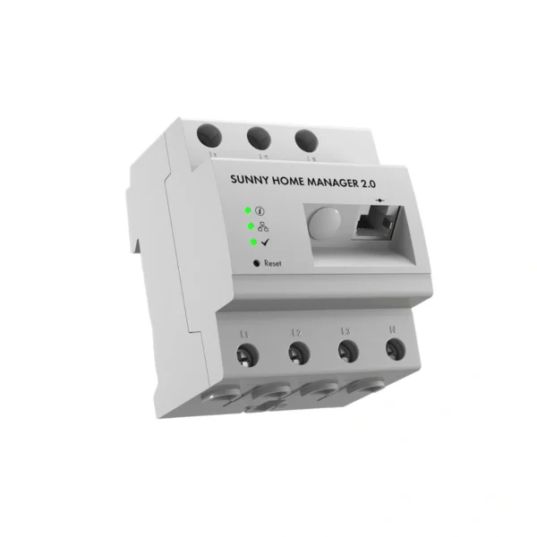 SMA Sunny Home Manager 2.0 energy management system with integrated energy meter, supplied by a European solar wholesaler for professional installers and EPC companies.