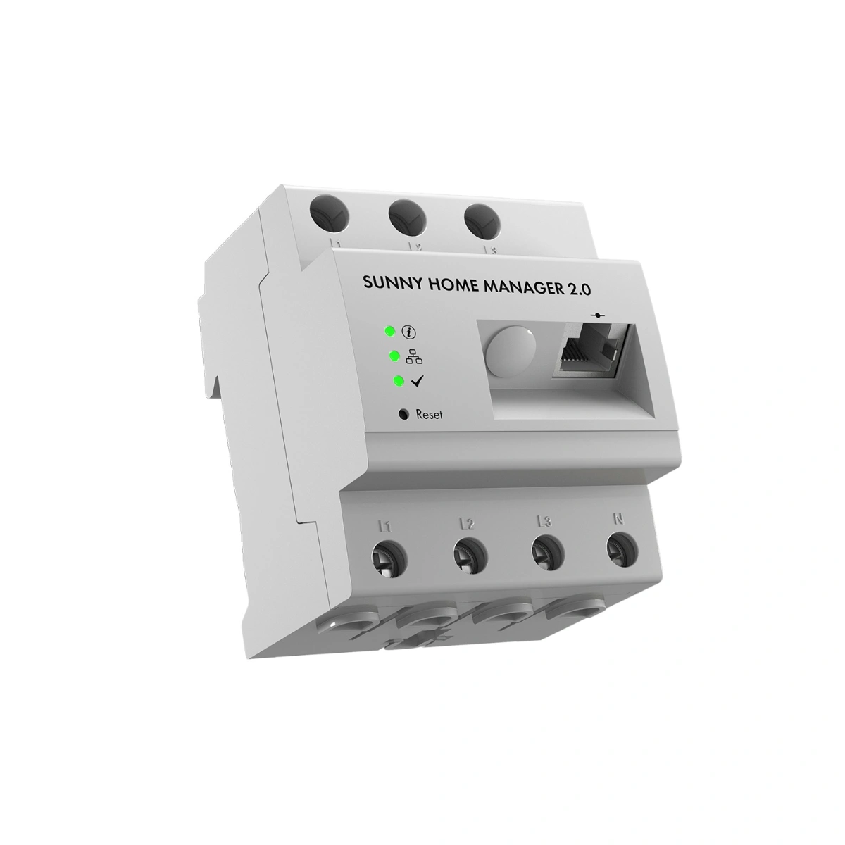 SMA Sunny Home Manager 2.0 energy management system with integrated energy meter, supplied by a European solar wholesaler for professional installers and EPC companies.