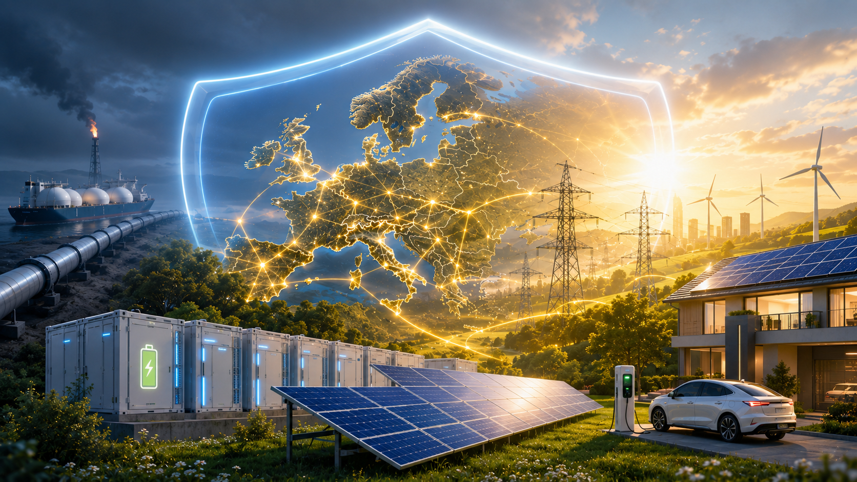 Solar panels supporting EU electrification and European energy security